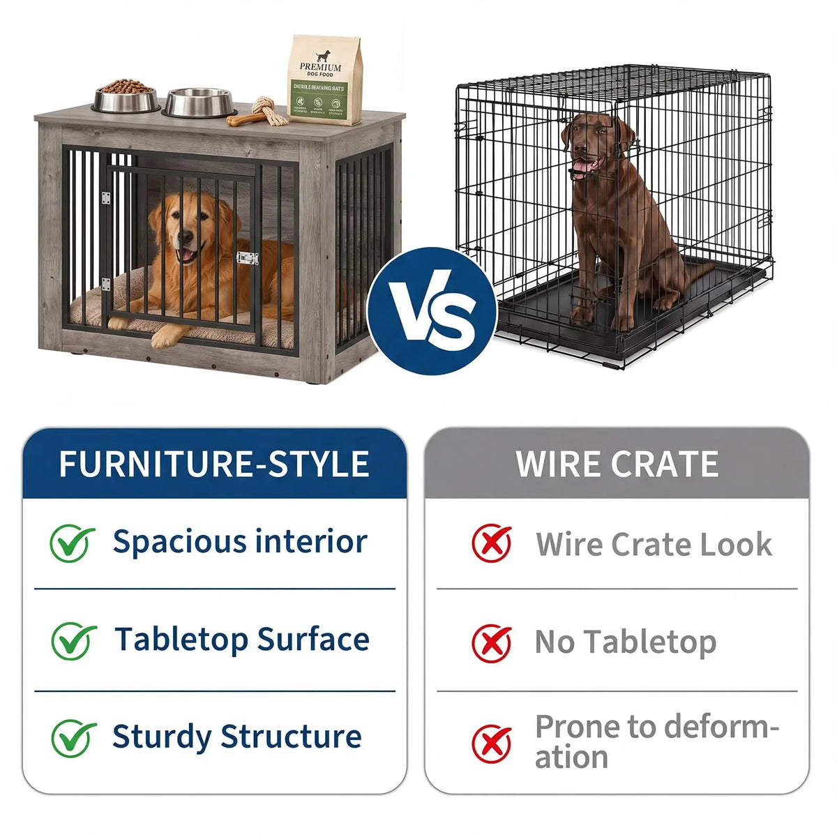 Furniture Style Dog Crate End Table Wooden Kennel For Dogs Brown 38.2 X 24 X 26.8 Inch Chew Resistant Build 2 Doors With Safety Latch Adjustable Legs Good Ventilation Fits Small to Medium Dogs Up  to 75 Lbs