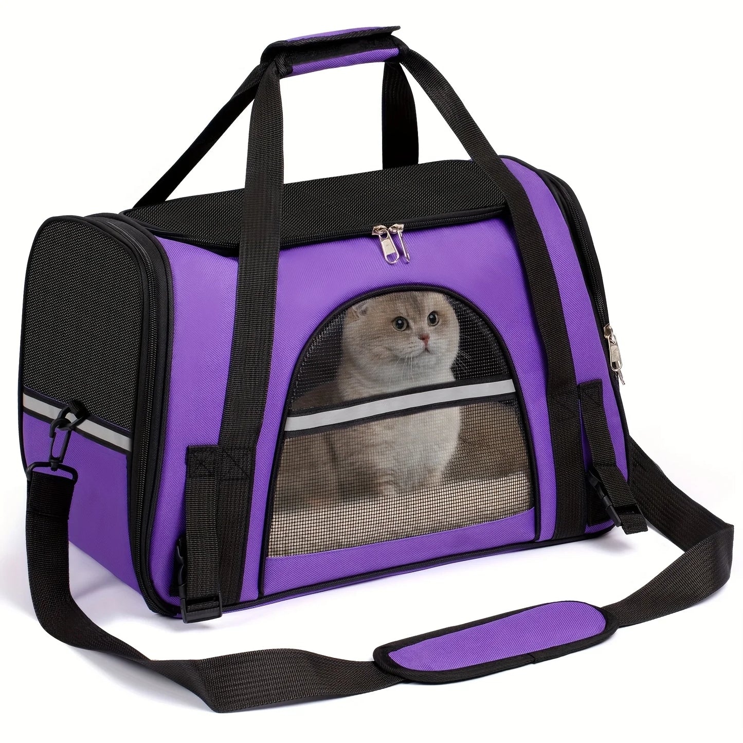 Carriers for Small Dogs and Cats, Secure Zipper Anti-Escape Pet Carrier Backpack | Spacious Ventilated Foldable Cat/Dog Travel Bag | Car & Airline Approved Collapsible Cage with Breathable Design
