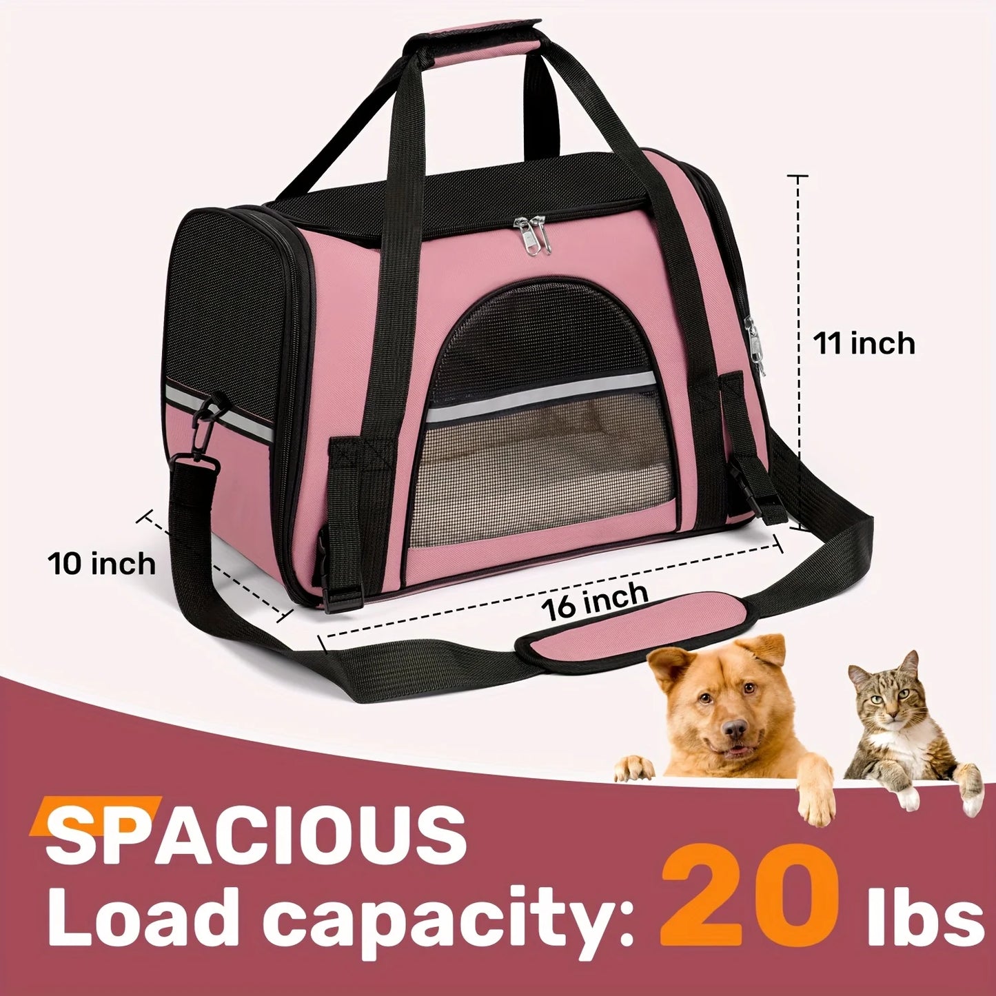 Carriers for Small Dogs and Cats, Secure Zipper Anti-Escape Pet Carrier Backpack | Spacious Ventilated Foldable Cat/Dog Travel Bag | Car & Airline Approved Collapsible Cage with Breathable Design