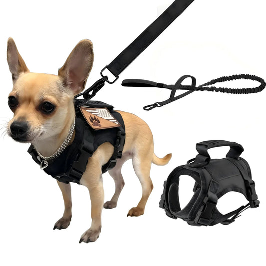 Tactical Puppy Harness Leash Set For Small Dogs Adjustable Harnesses Vest For Training Walking Military Cats Dog Accessories