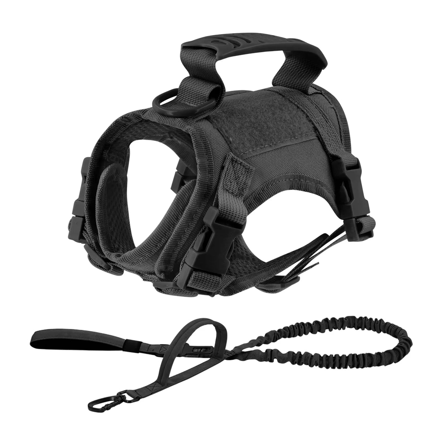 Tactical Puppy Harness Leash Set For Small Dogs, Adjustable Harnesses Vest For Training Walking Military Dog Accessories