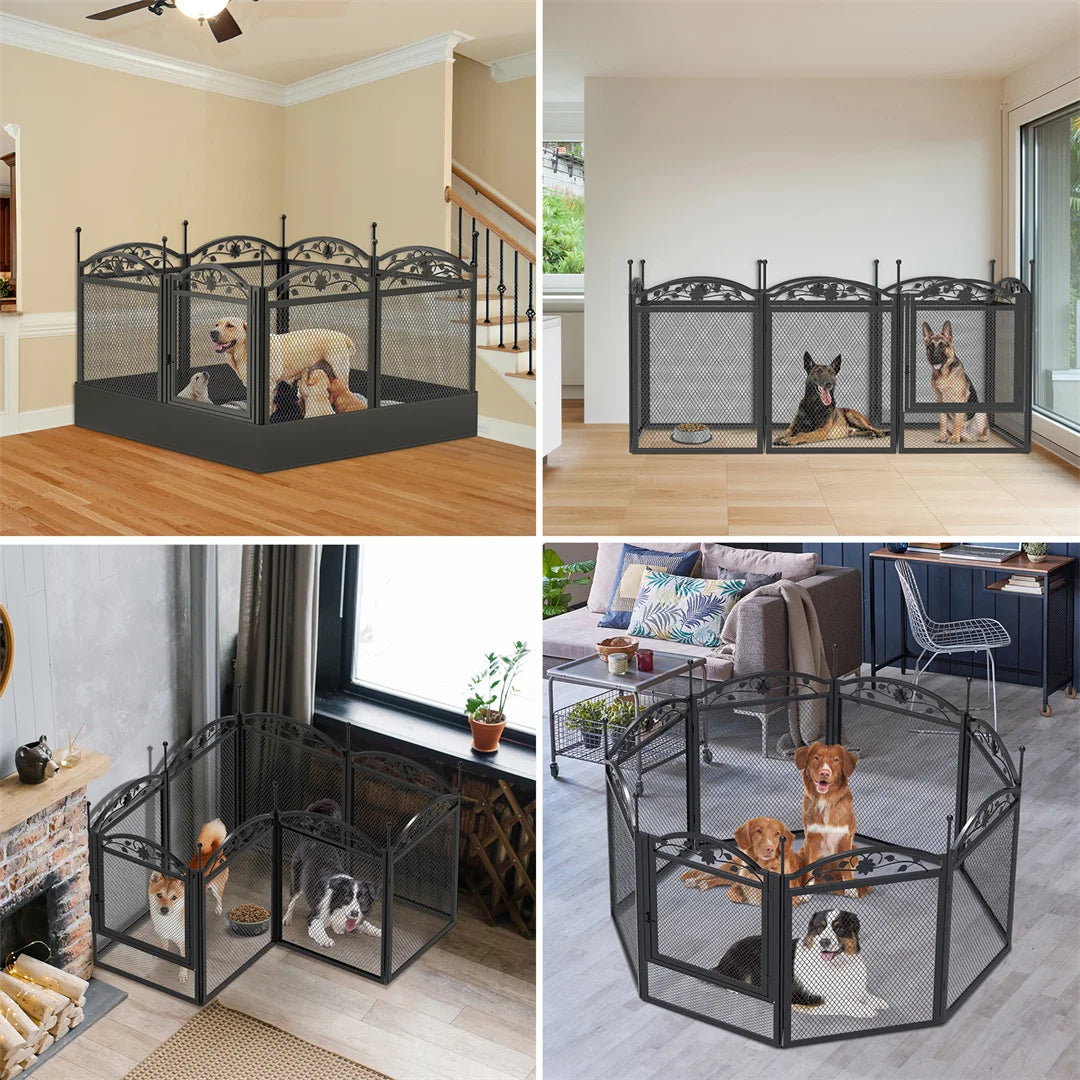 8 Panels DIY Heavy Duty Dog Playpen Pen Outdoor Indoor Dog Puppy Metal Fence with Waterproof Fertility Pad for Whelping, Training