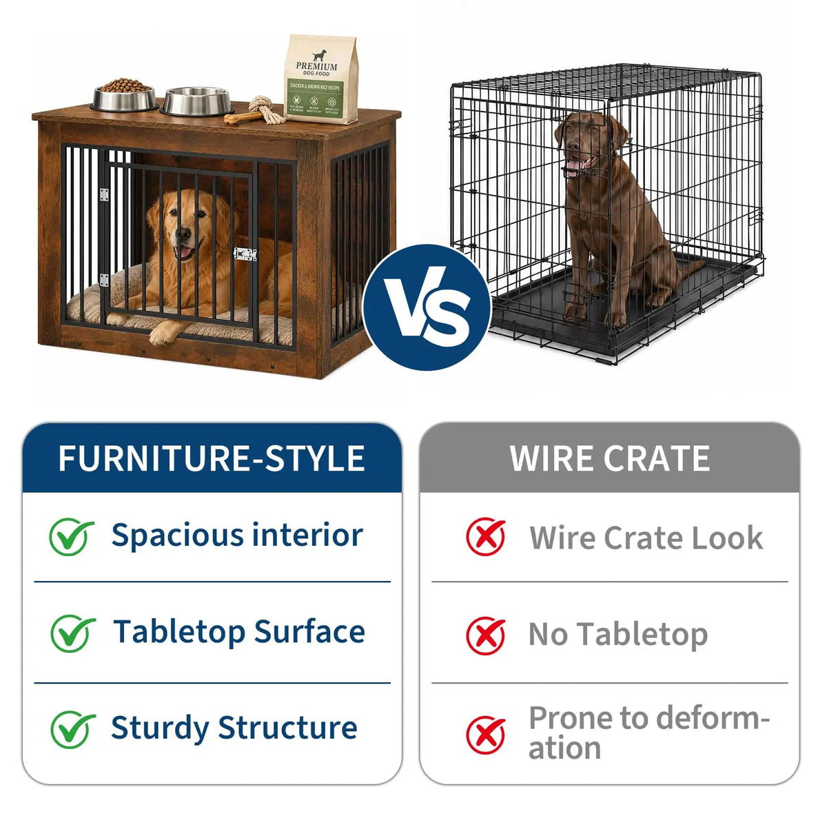 Furniture Style Dog Crate End Table Wooden Kennel For Dogs Brown 38.2 X 24 X 26.8 Inch Chew Resistant Build 2 Doors With Safety Latch Adjustable Legs Good Ventilation Fits Small to Medium Dogs Up  to 75 Lbs