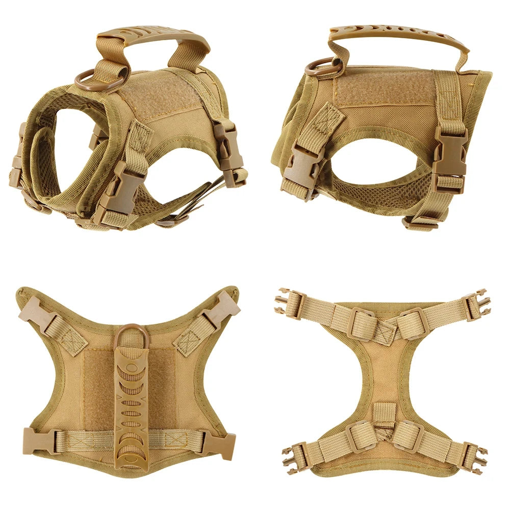 Tactical Puppy Harness Leash Set For Small Dogs, Adjustable Harnesses Vest For Training Walking Military Dog Accessories