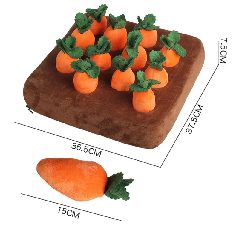 Innovative Dog Toys Snuffle Mat for Small Dogs Plush Carrot Toy Mat Plush Vegetable Field with 6 Pull Carrot Interactive Toys