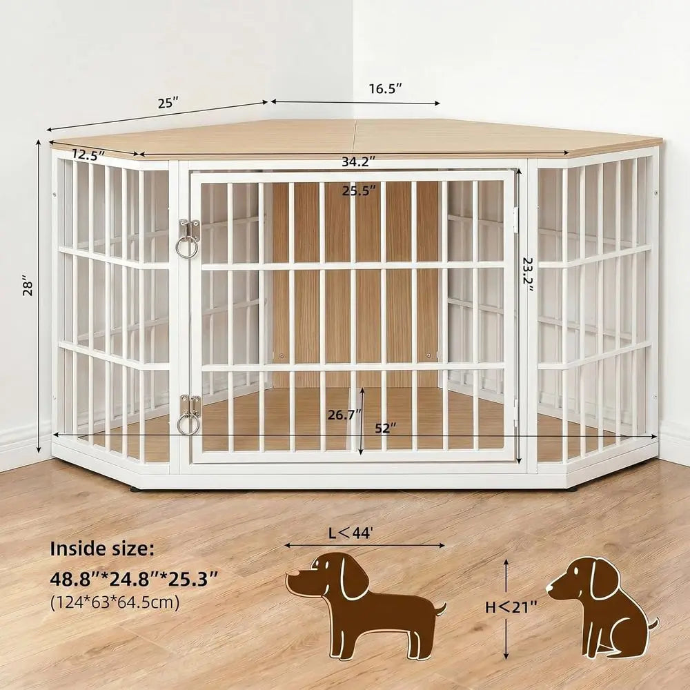 Dog Crate Furniture 52 Inch Wooden Dog Kennel Furniture, End Table Dog Crate or Large Dogs, Indoor Pet Crates Side Table or Dogs