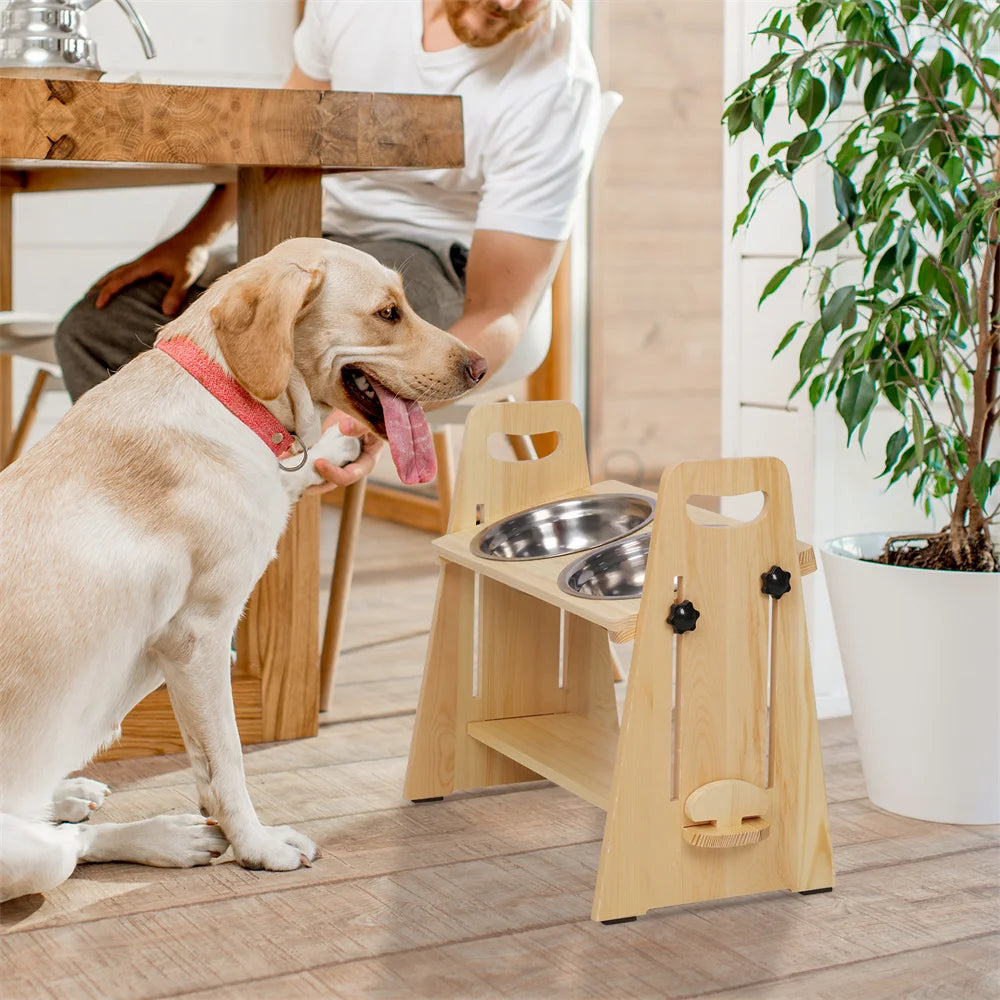 Height Adjustable Elevated Dog Bowls Tall Raised Feeder Stand Dog Food Water Bowl Feeder Station for Small, Medium and Large Dogs