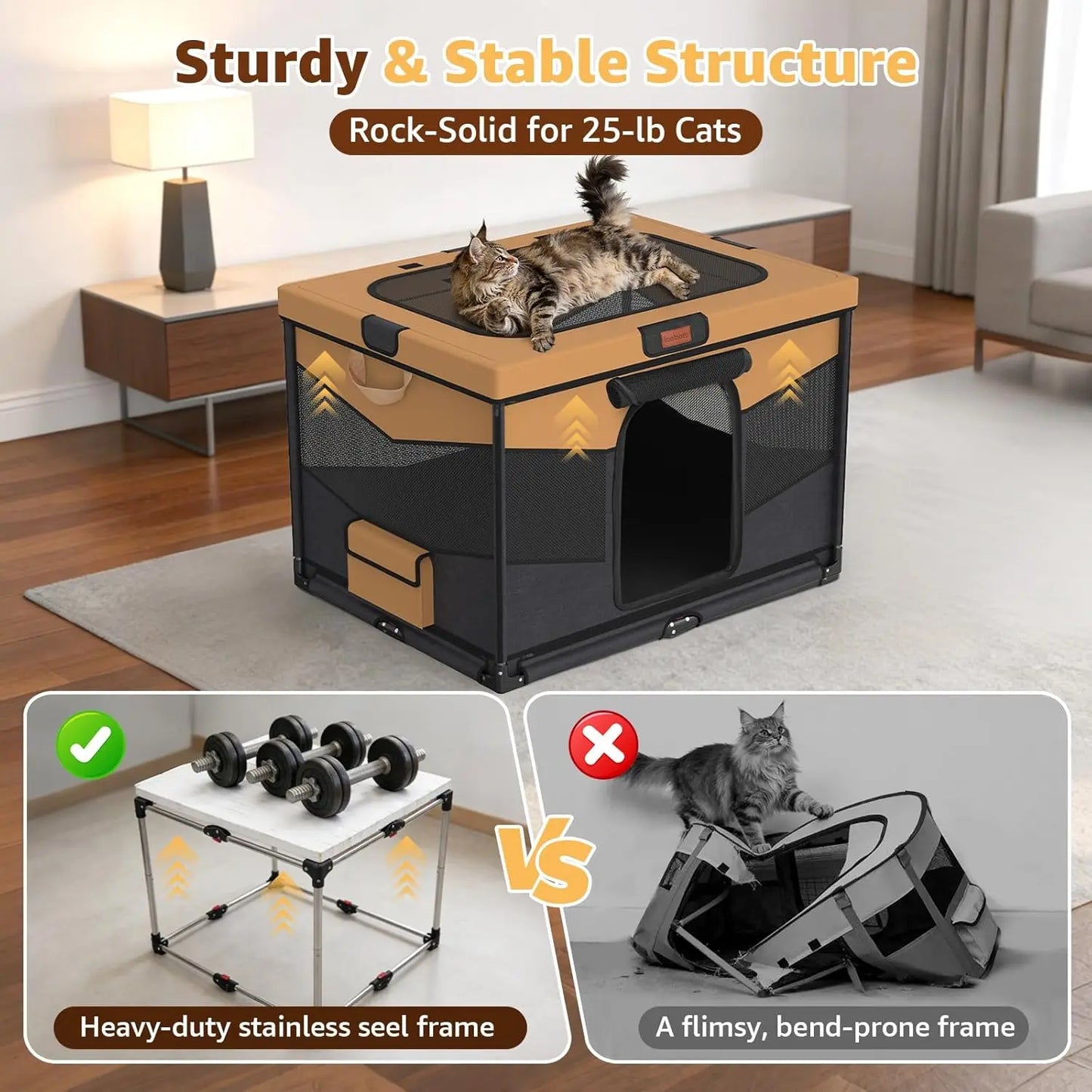 Foldable Pet Playpen for Small Dogs & Cats - Indoor/Outdoor Portable Crate with Washable Fabric, Sturdy Steel Frame