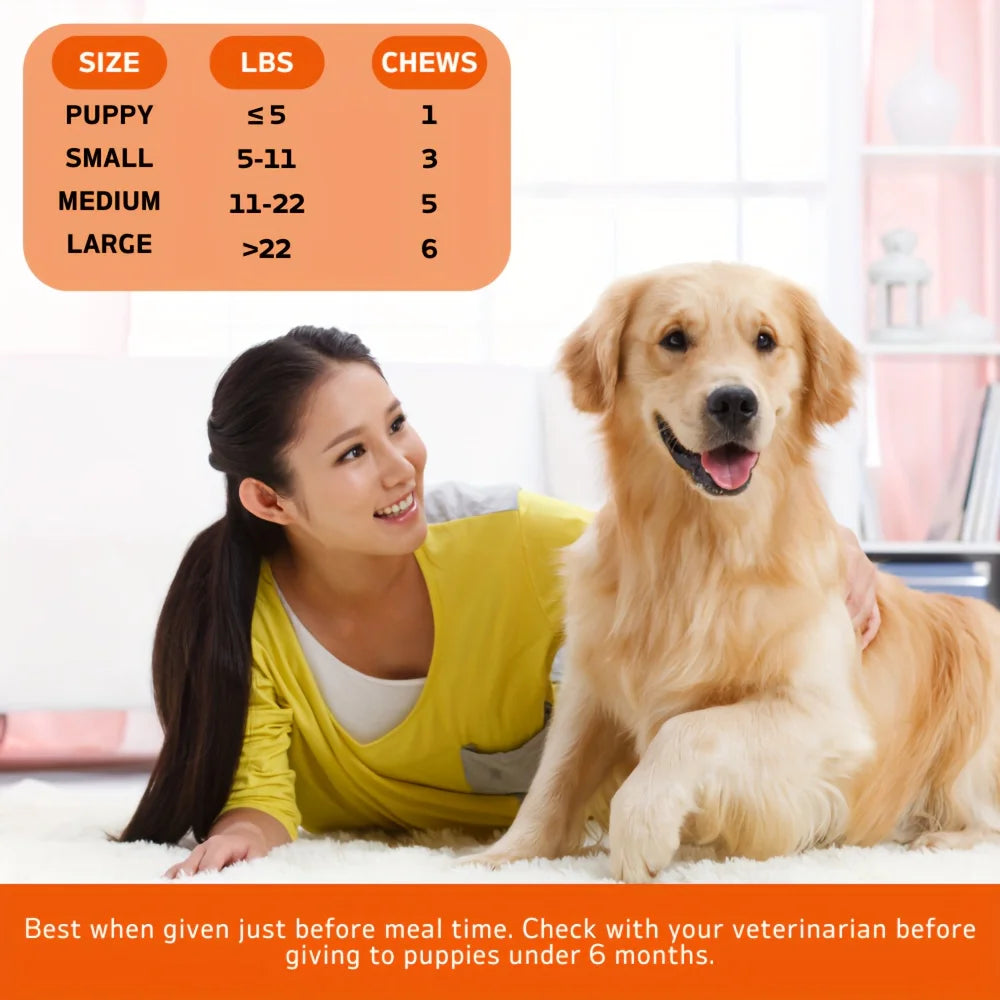 120 Chews - （1 Pack x 180g/6.35oz)  180g/6.35oz - Probiotics for Dogs, Dog Probiotics for Digestive Support