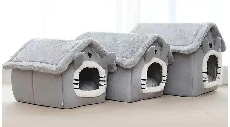 Indoor Warm Soft Pet House Bed Tent & Kennel for Small Dogs, All-Season Use with Removable Washable Cushion