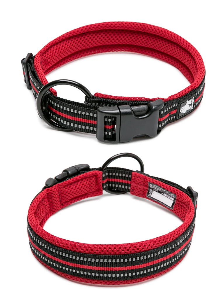 Dog Walking Collar Comfort Padded with Buckle Nylon Traveling Collar Tactical Dog Supplies 11 Colors Size XXS-XXXL