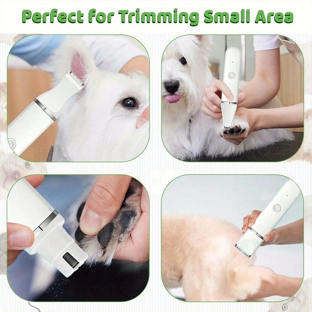 Pet Hair Clipper 4-in-1 Rechargeable Dog Trimmer Kit Cordless Electric Grooming Shaver with Comb Guide for Puppy