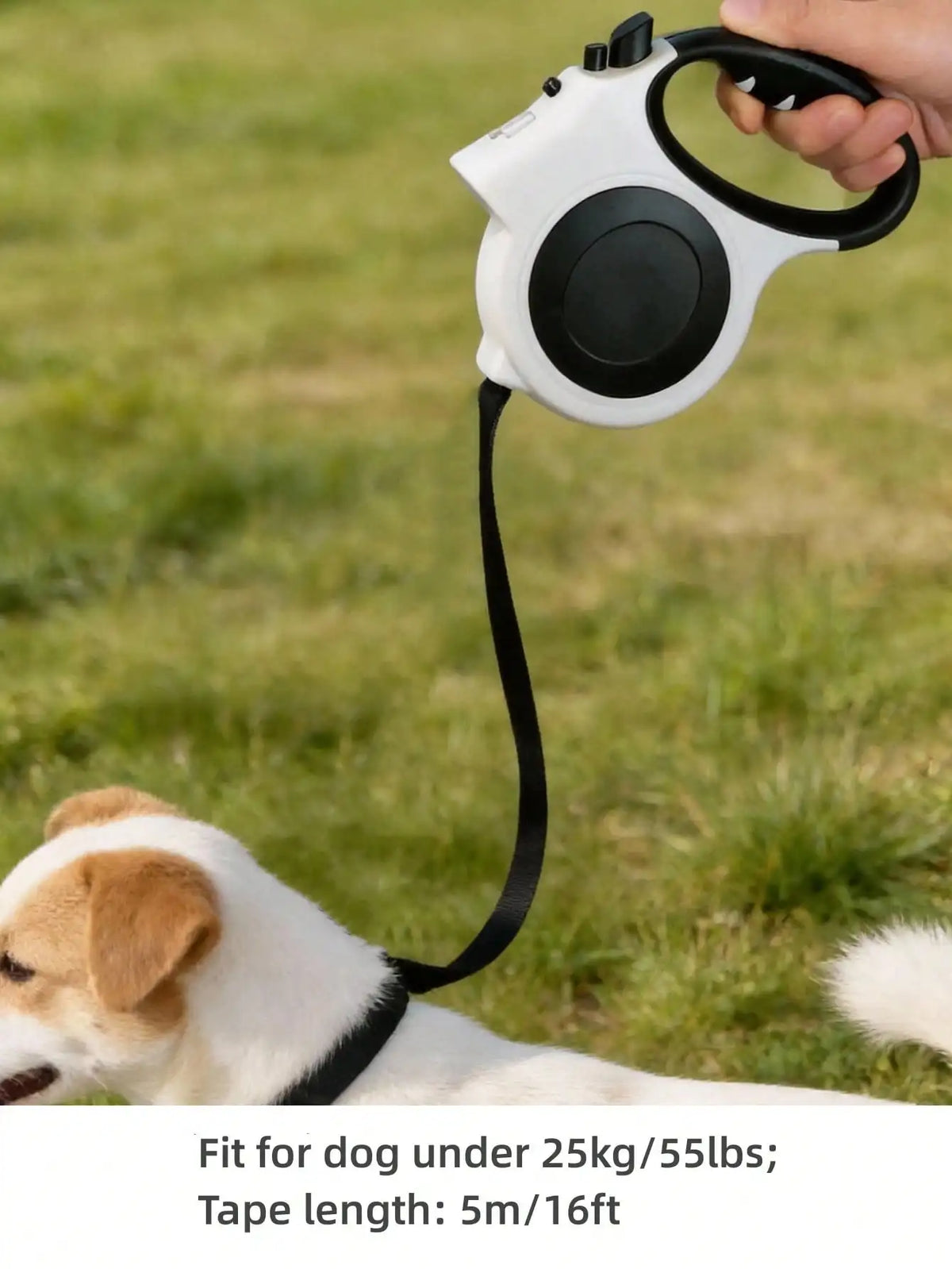 Retractable Dog Leash with LED Flashlight 5M/16FT, Ergonomic Anti-Slip Handle, Heavy Duty Nylon Pet Walking Leash for Dogs Under 25kg Night Walking