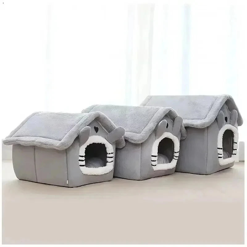 Indoor Warm Soft Pet House Bed Tent & Kennel for Small Dogs, All-Season Use with Removable Washable Cushion