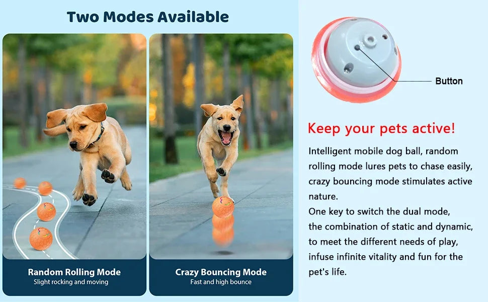 Smart Interactive Dog Toy Ball Electronic Pet Toy Ball Automatic Bouncing Rolling Toy Ball With Lights Puppy Product