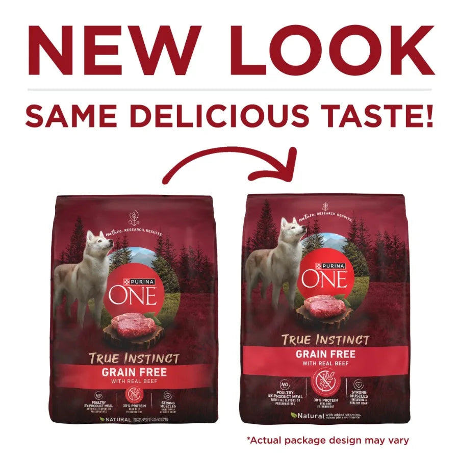 Grain Free Natural High Protein Dog Food Formula True Instinct with Real Beef with Added Vitamins, Minerals and Nutrients, 6 lb