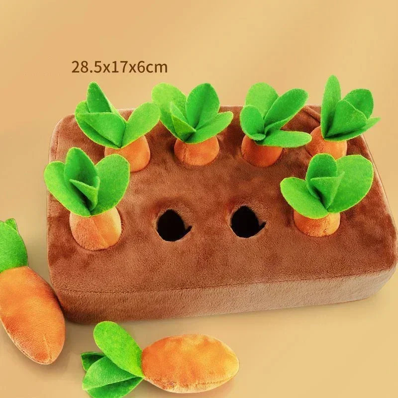 Innovative Dog Toys Snuffle Mat for Small Dogs Plush Carrot Toy Mat Plush Vegetable Field with 6 Pull Carrot Interactive Toys