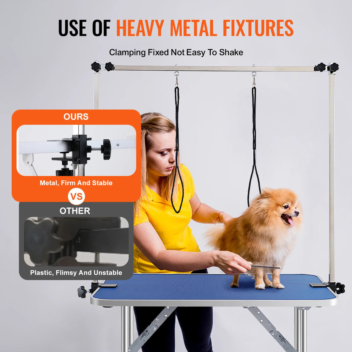 Pet Grooming Table Two Arms with Clamp Dog Station Foldable Pets Stand for Small Dogs with Grooming Loop