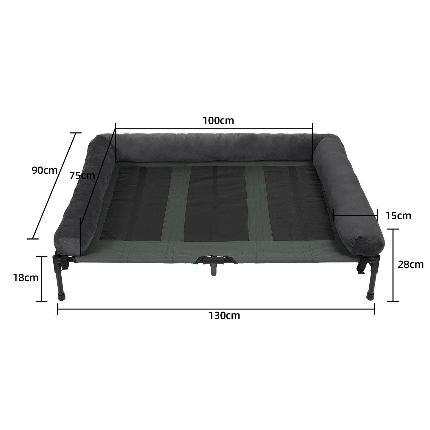 Dog Bed for Dogs Indoor Outdoor Elevated Pet Lounger Bed with Detachable Plush Bolster Cooling  Summer L XL 2XL