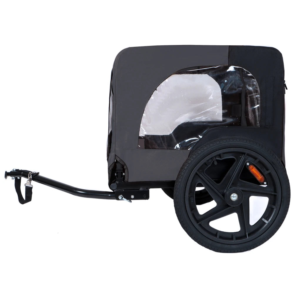 Outdoor Heavy Duty Collapsible Pet Bike Trailer with 16-Inch All-Terrain Wheels & Universal Hitch - Foldable Dog/Cargo Carrier Cart for Bicycles, Black + Dark Gray
