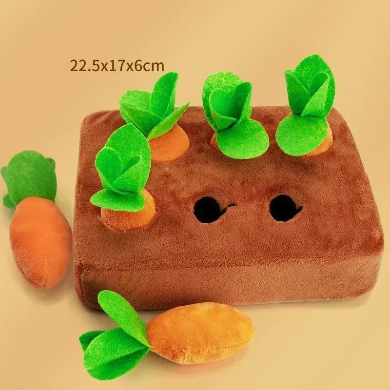 Innovative Dog Toys Snuffle Mat for Small Dogs Plush Carrot Toy Mat Plush Vegetable Field with 6 Pull Carrot Interactive Toys