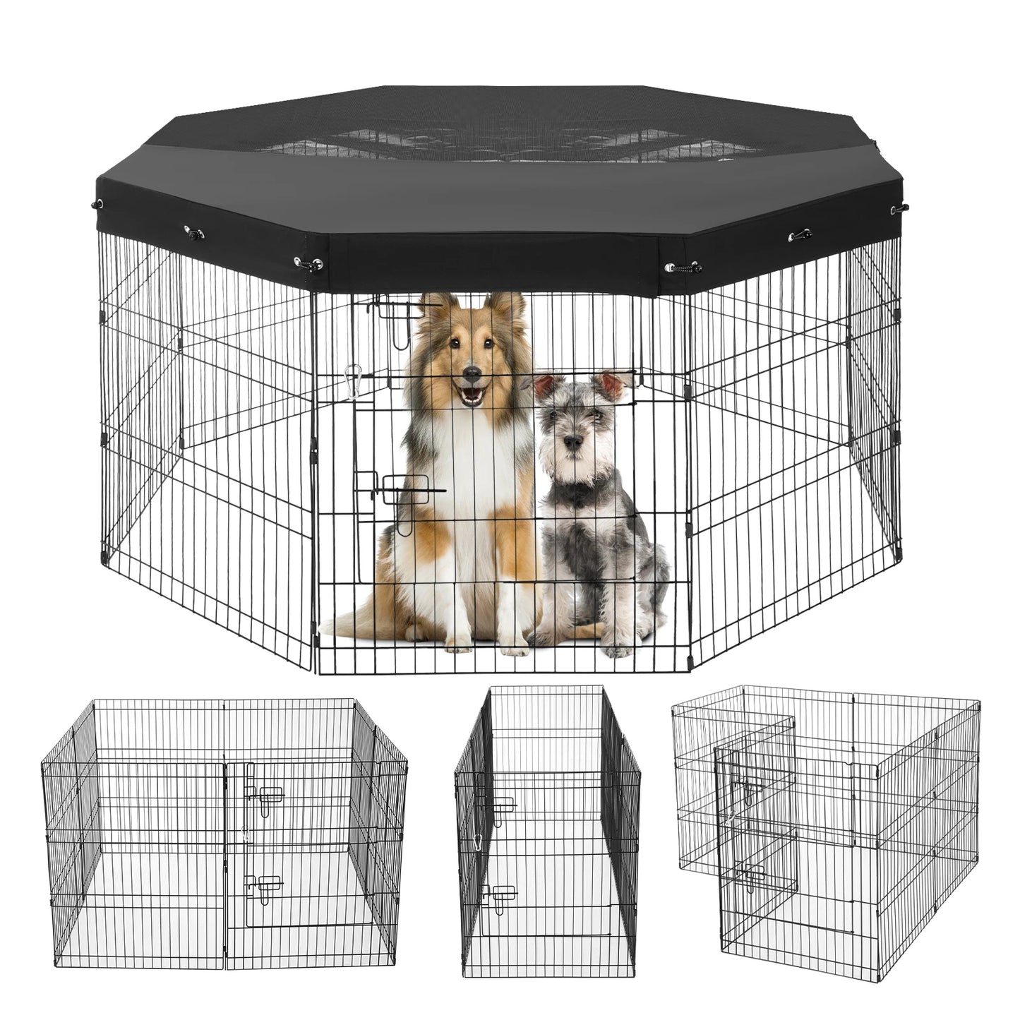 VEVOR Dog Playpen Foldable Metal Pet Exercise Pen Dog Fence Indoor and Outdoor Pen with 600D Oxford Fabric Top Cover for Dogs