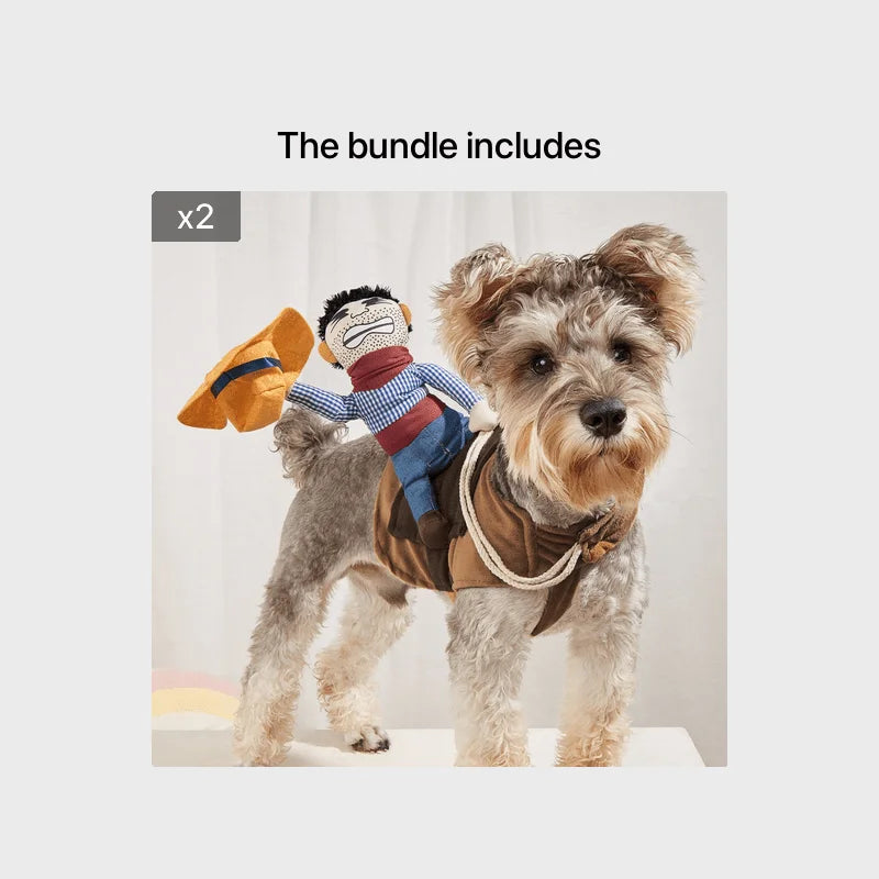 Halloween Pet Dog Costume Funny Riding Cowboy Knight Transformation Outfit Creative Quirky Dog Clothes For Golden Retriever Teddy Halloween Party Cosplay Apparel