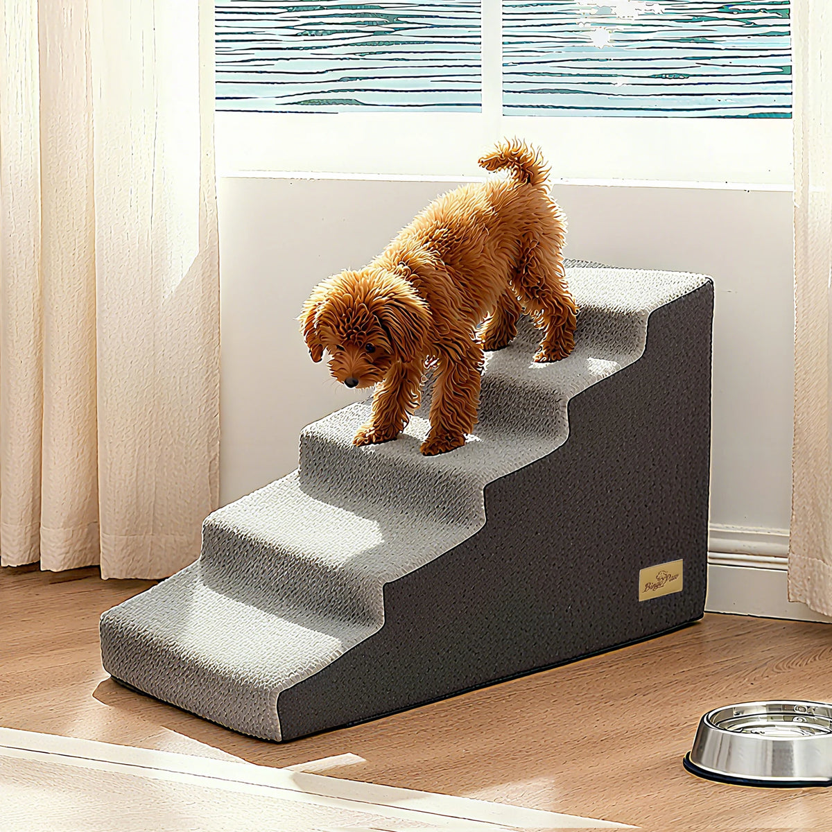 Small Dog Stairs, Ramp, Ladder High-Density Foam Sponge Dogs Sofa Removable and Washable Training Pet Ramp Stairs 3/4/5 Steps