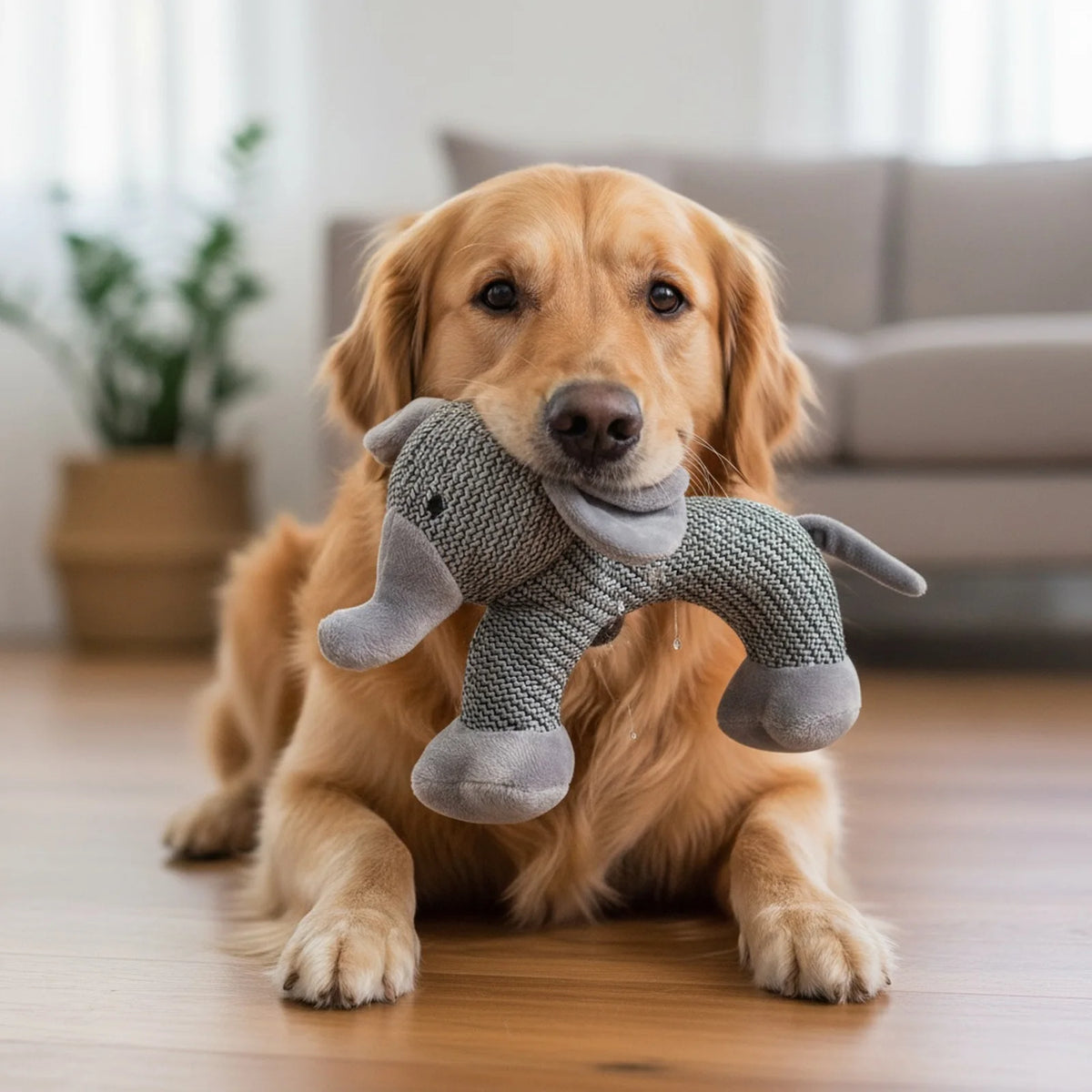 Interactive Squeak Puppy Toy Wear Resist Cute Animal Shape Plush Linen Toy Dogs Accompanying Puppy Doll for Small Large Dogs