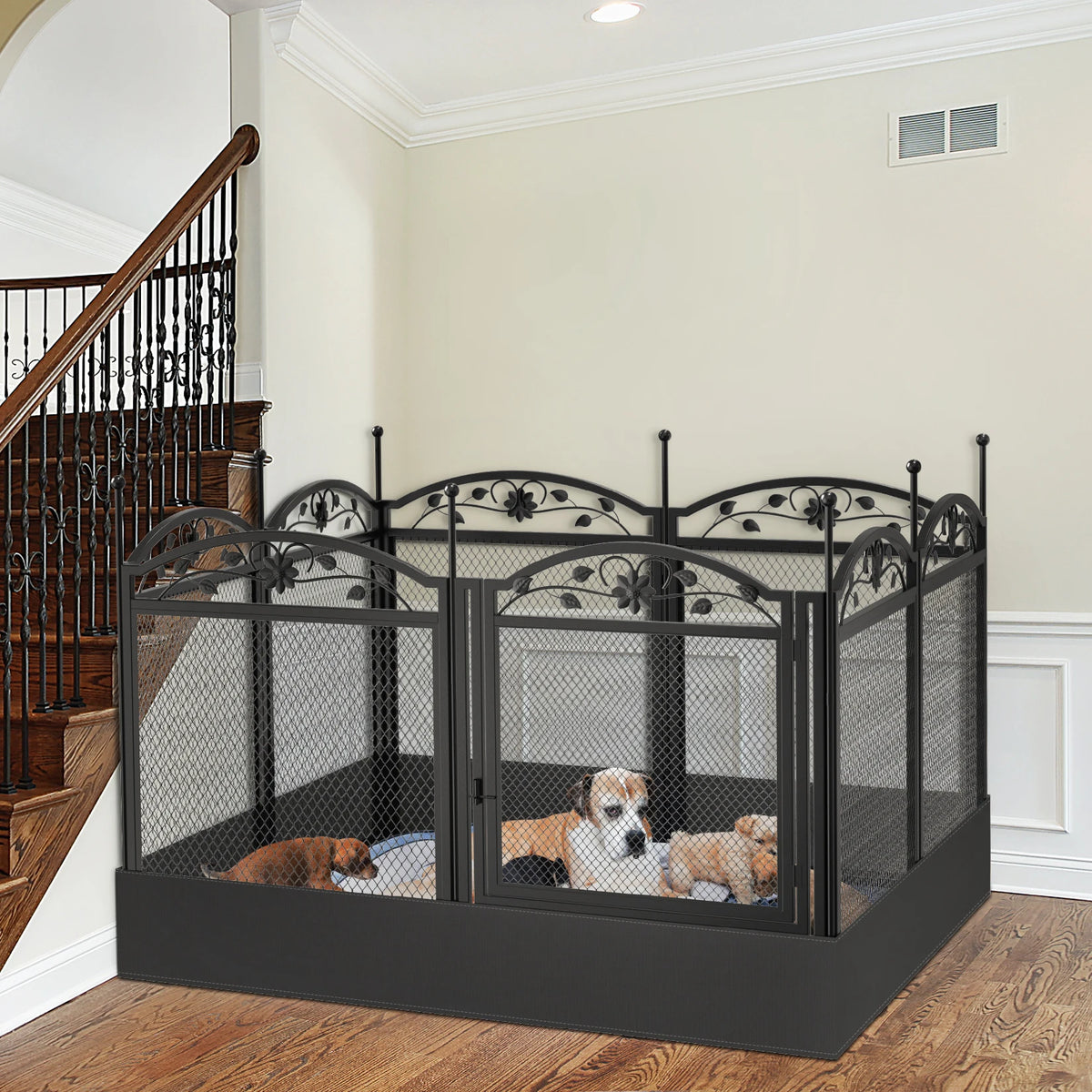 8 Panels DIY Heavy Duty Dog Playpen Pen Outdoor Indoor Dog Puppy Metal Fence with Waterproof Fertility Pad for Whelping, Training