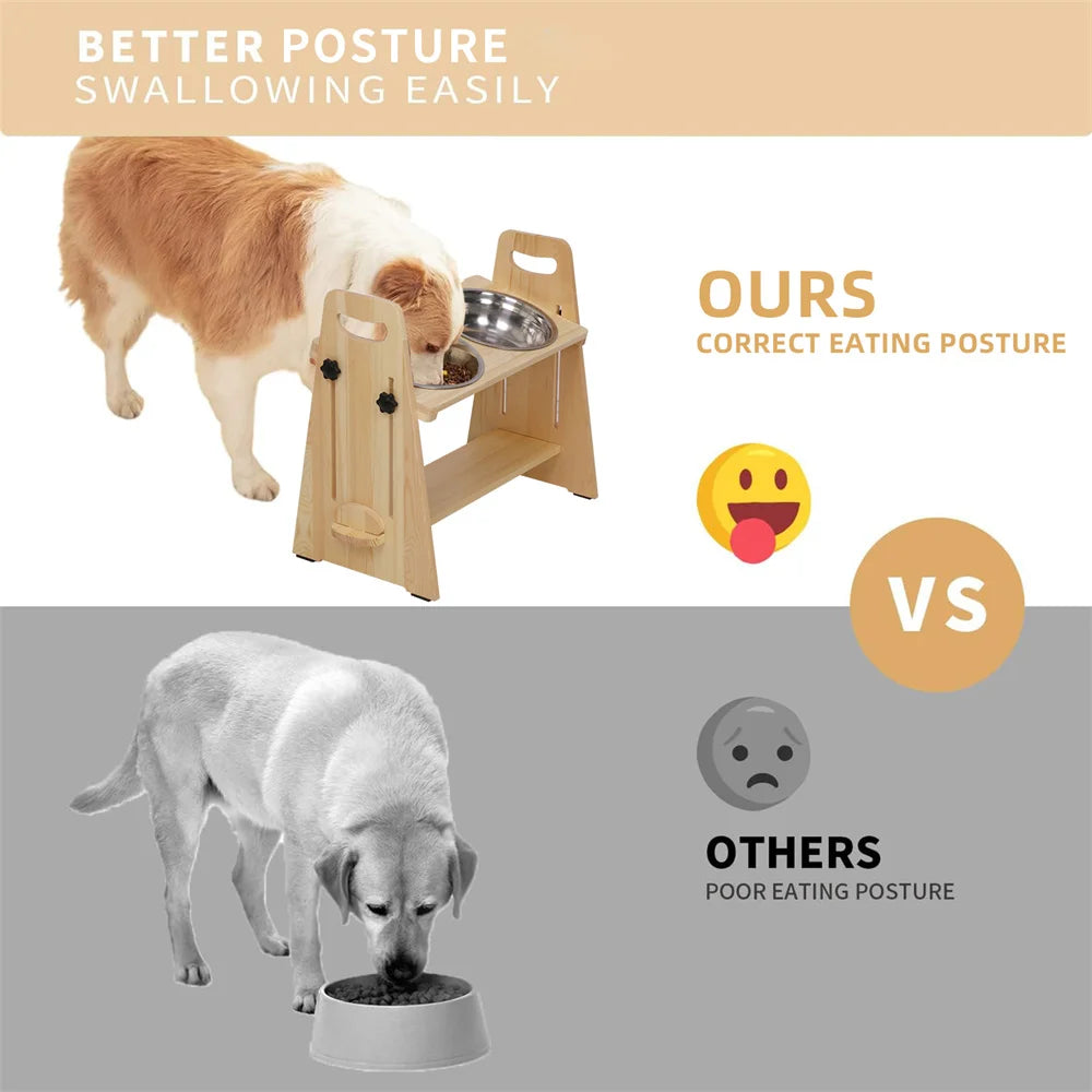 Height Adjustable Elevated Dog Bowls Tall Raised Feeder Stand Dog Food Water Bowl Feeder Station for Small, Medium and Large Dogs