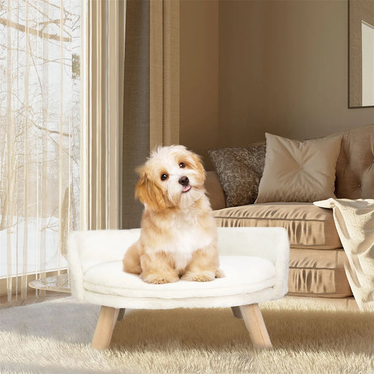 Elevated Dog Sofa Bed Raised Pet Chair Small Dog Couch Bed Removable Cushion Sleep House