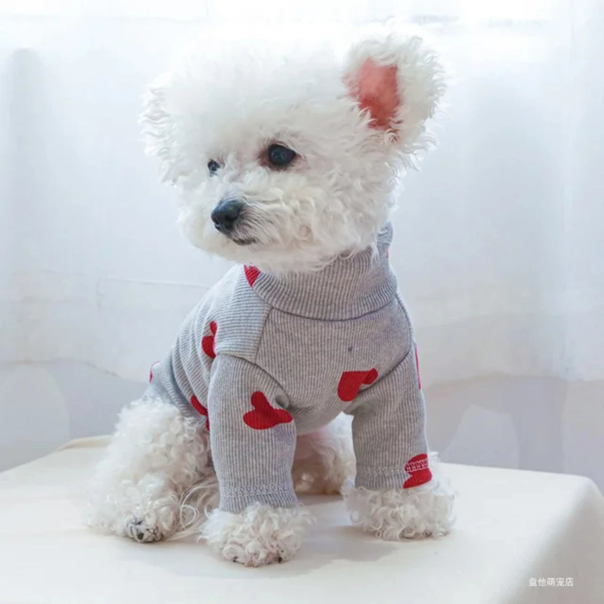 Small Dog Puppy Clothes Shirt Fit Small Dog Pet All seasons Love printed Valentine's Day bottom shirt