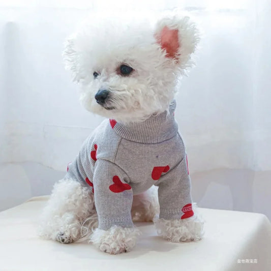Small Dog Puppy Clothes Shirt Fit Small Dog Pet All seasons Love printed Valentine's Day bottom shirt
