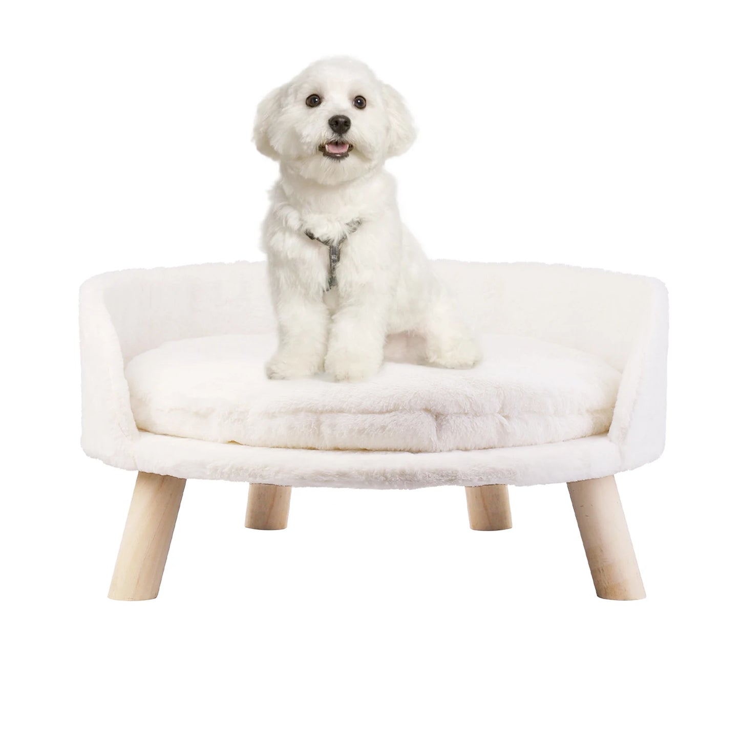 Elevated Dog Sofa Bed Raised Pet Chair Small Dog Couch Bed Removable Cushion Sleep House