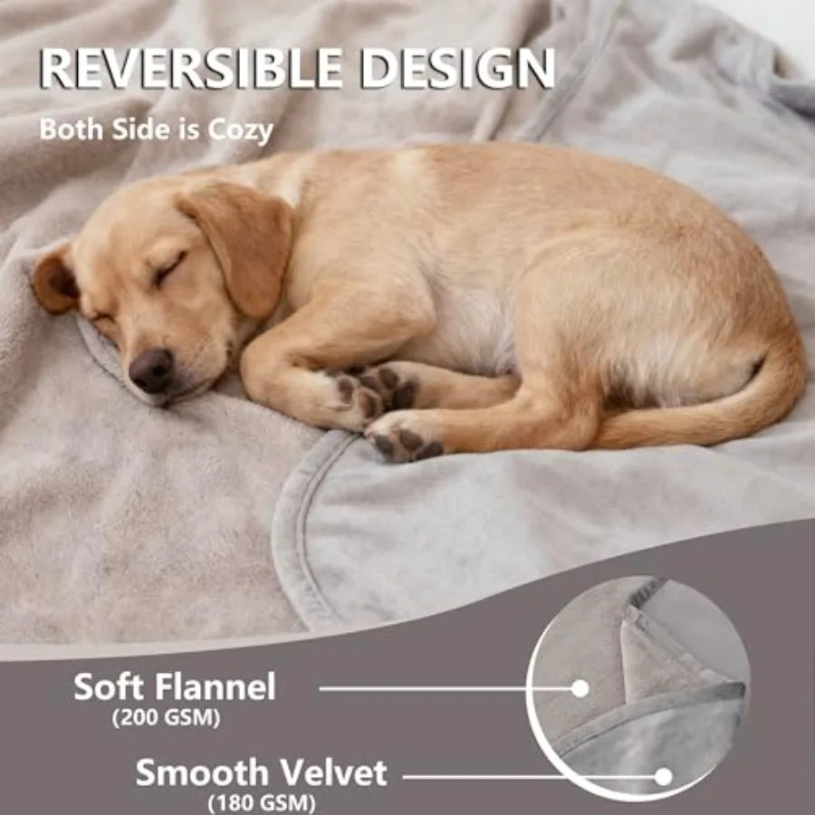 Waterproof Dog Blanket for Bed, Reversible Pet Couch Throw Blankets Leak Proof Sofa Protector for Furniture Machine Washable