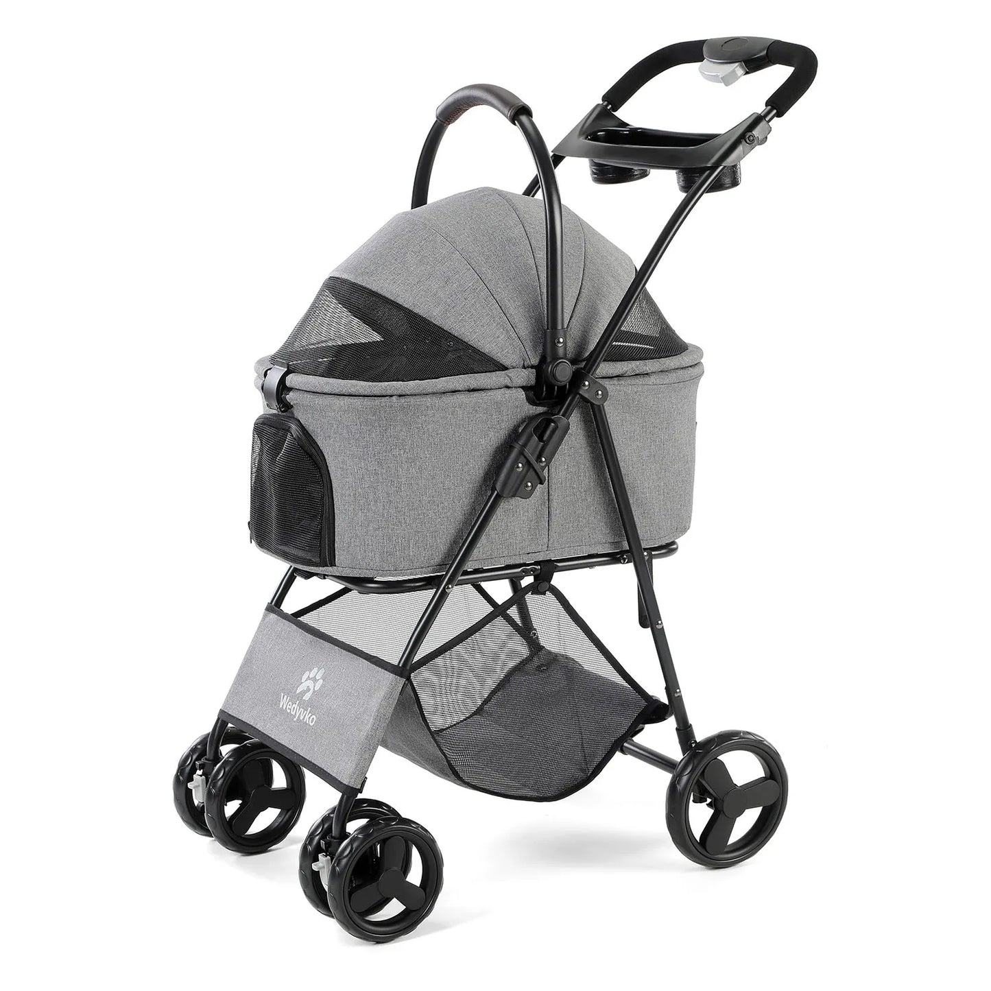 3 in 1 Pet Stroller with Removable Carrier, Folding Stroller for Small/Medium Dogs, Waterproof, All-Terrain, with Sun Screen