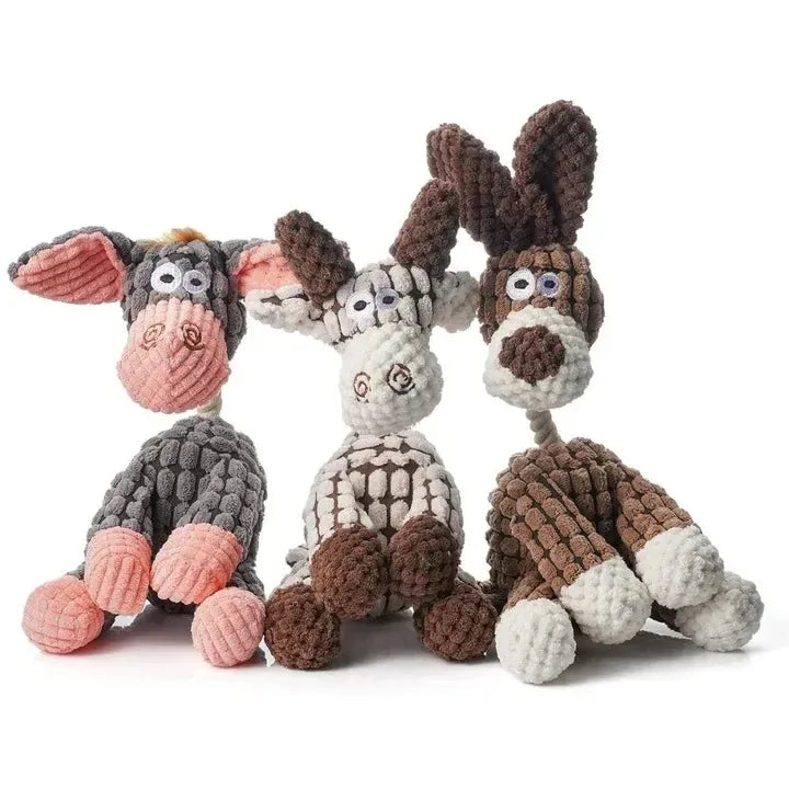 Plush Squeaky Puppy Chew Toys Teething Training Dog Toys for Small Dogs Cute Donkey or Bunny Designs