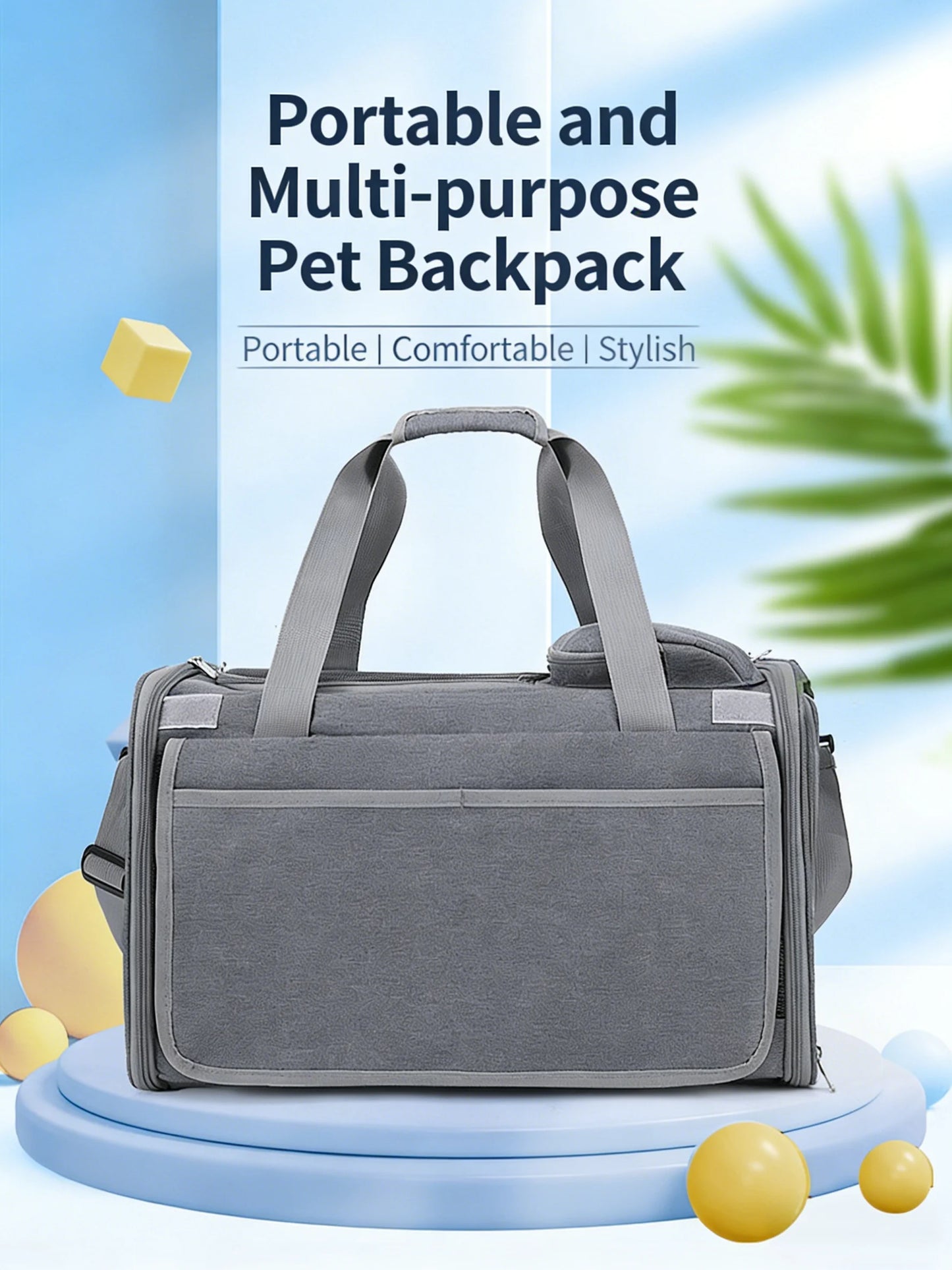 Portable Expandable Small Dog Travel Bag Soft-Sided Transparent Breathable Lightweight Handheld or Crossbody Outdoor Pet Bag Stylish