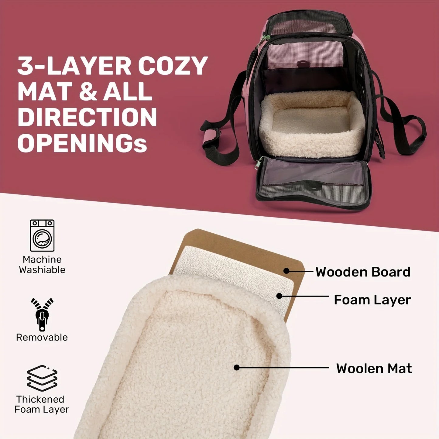 Carriers for Small Dogs and Cats, Secure Zipper Anti-Escape Pet Carrier Backpack | Spacious Ventilated Foldable Cat/Dog Travel Bag | Car & Airline Approved Collapsible Cage with Breathable Design