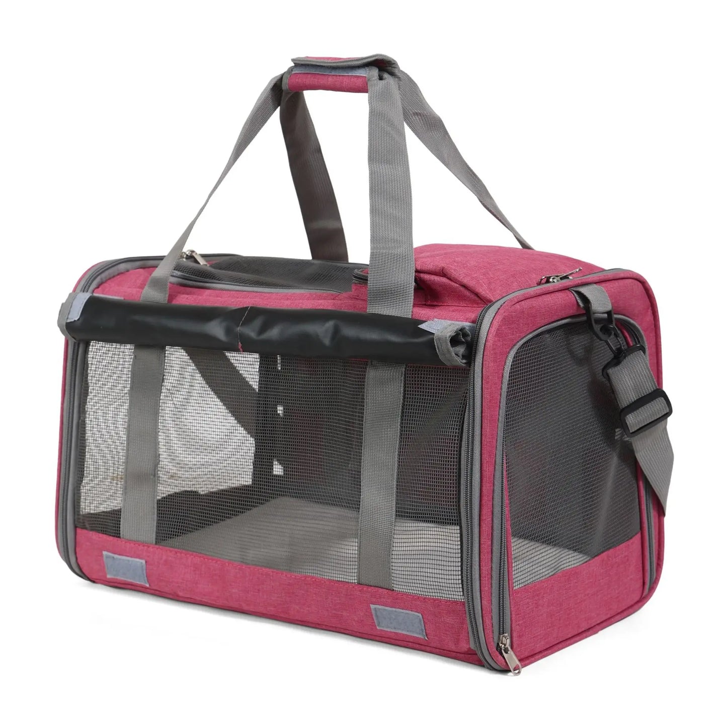 Portable Expandable Small Dog Travel Bag Soft-Sided Transparent Breathable Lightweight Handheld or Crossbody Outdoor Pet Bag Stylish