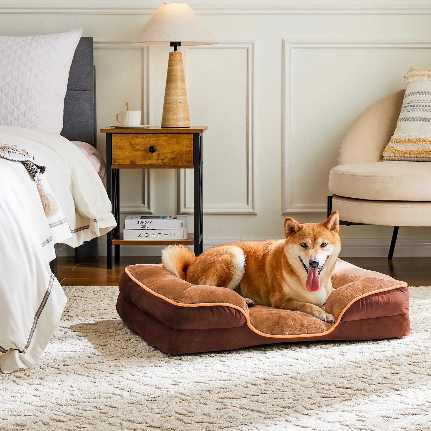 Orthopedic Dog Bed Memory Foam Pet Bed for Small Dogs with Washable Removable Cover Non-Slip Base Waterproof Liner