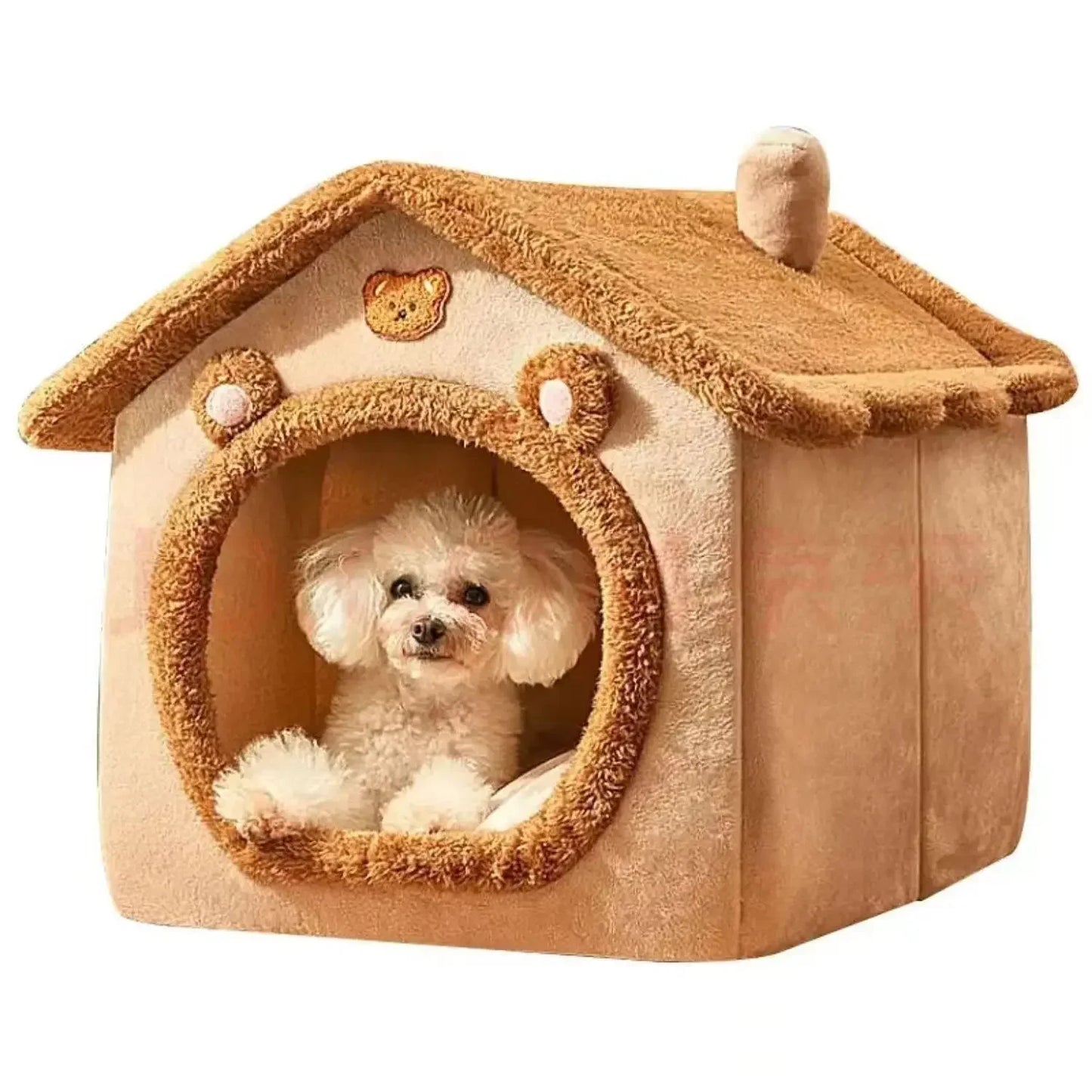 Indoor Warm Soft Pet House Bed Tent & Kennel for Small Dogs, All-Season Use with Removable Washable Cushion