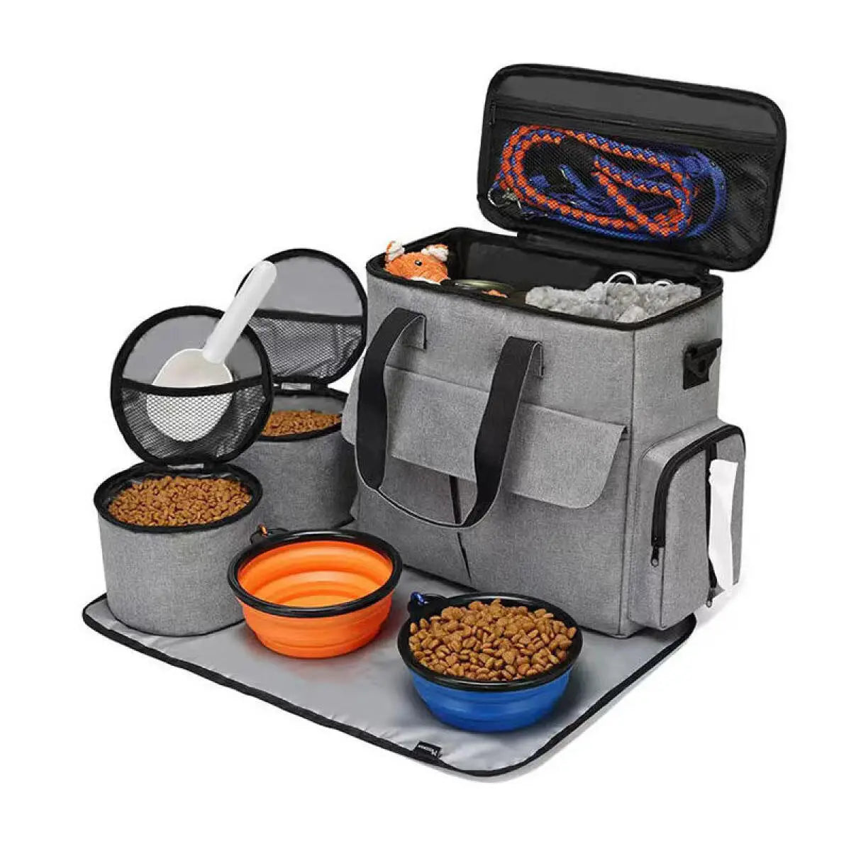 Travel Bag Set Airline Approved Dog Travel Organizer Weekend Tote Multi Function Pockets Supplies Bowls Containers