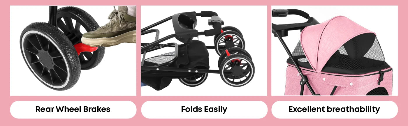Pet Stroller For Small Dogs, Travel Portable Dog Stroller, Foldable Dog Carrier Strolling
