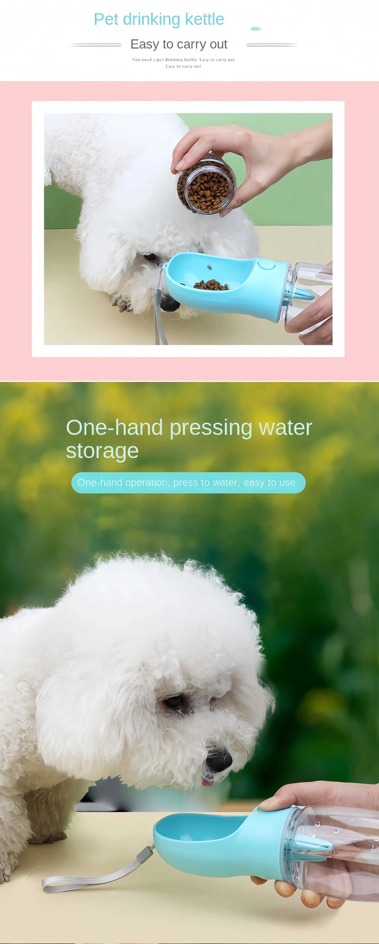 Portable Dog Water Bottle with Storage Food and Water Container for Small Dogs Feeder Bowl Outdoor Travel Supplies