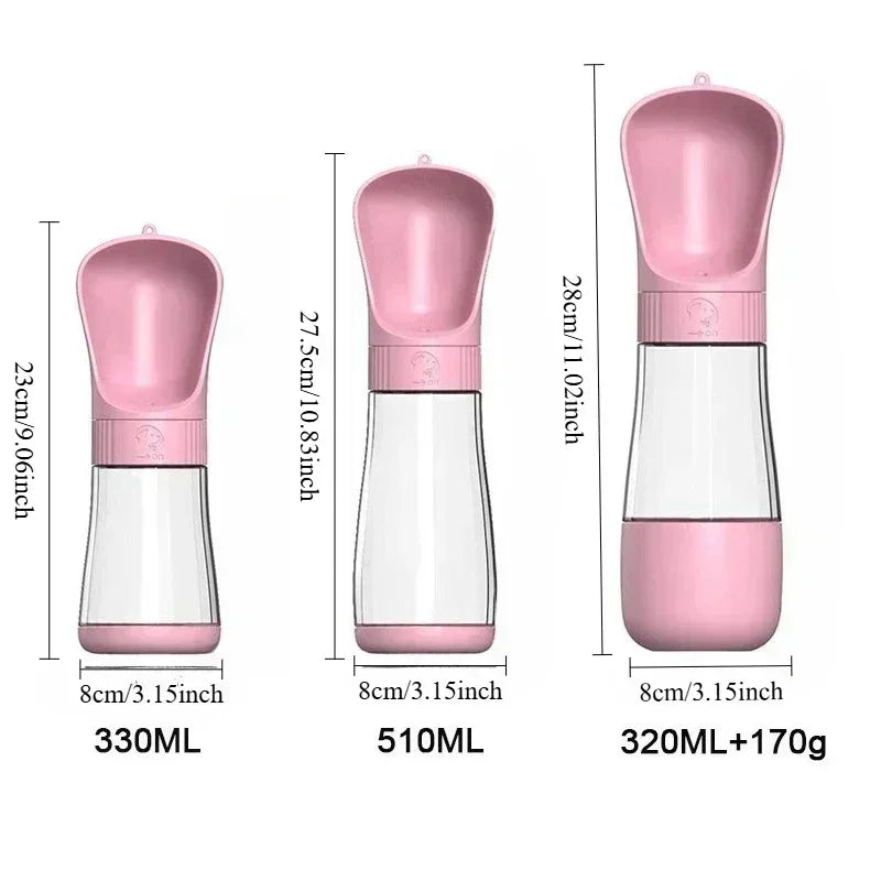 Portable Dog Water Bottle 320ML With Food Container Travel 2 in 1 Pet Water Dispenser For Small, Medium, and Large Dogs Drinking Bowls