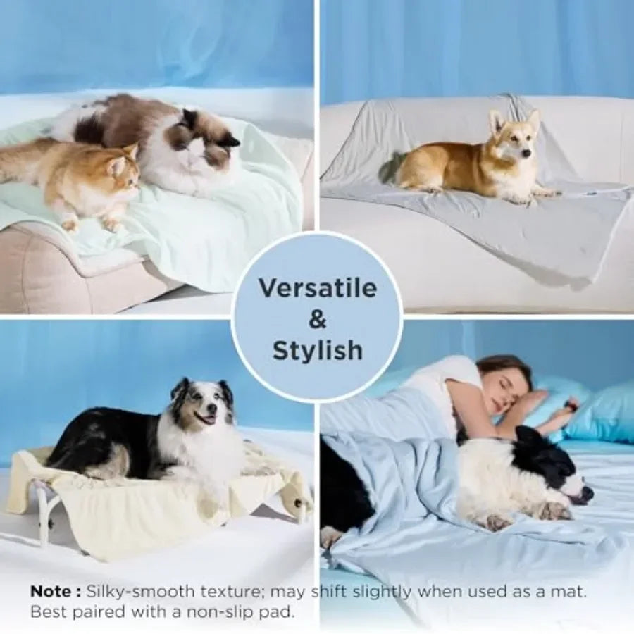 Cooling Blanket for Small Dogs with Breathable Air-Core Fill  Dog Cooling Mat Soft, Lightweight Pet Cat Throw Cold