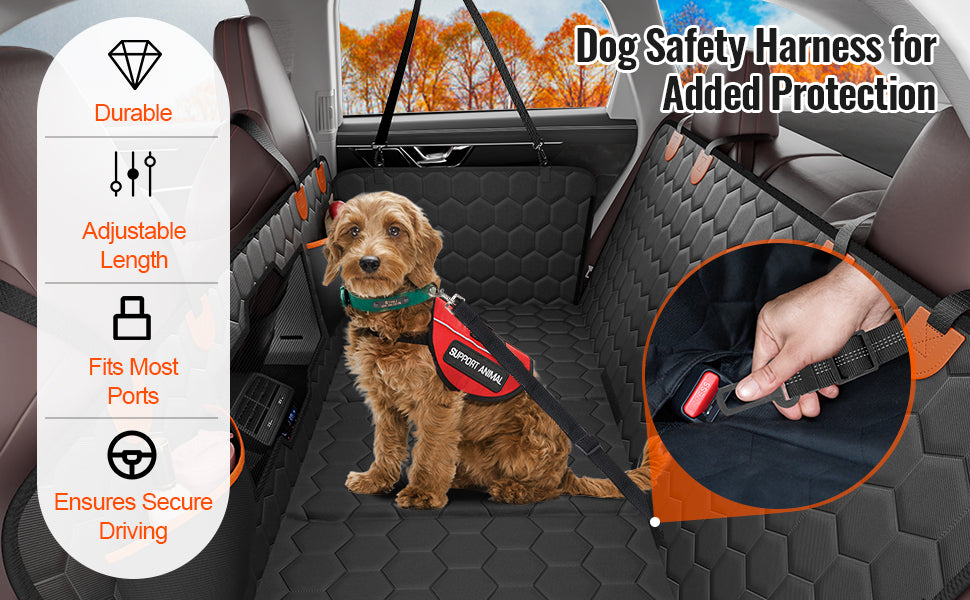 Back Seat Extender Dog Car Seat Cover for Back Seat Bed with Mesh Window and Storage Pocket Supports 350lbs Dog Hammock
