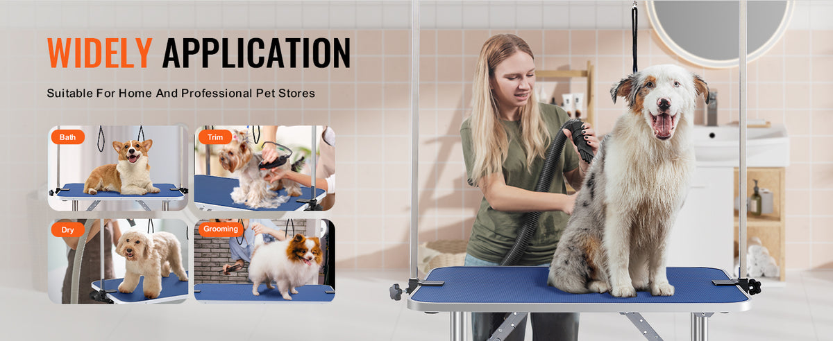Pet Grooming Table Two Arms with Clamp Dog Station Foldable Pets Stand for Small Dogs with Grooming Loop